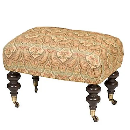 Ottoman with Turned Legs & Casters